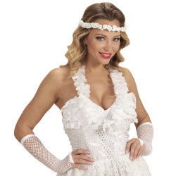 Rukavičky bez prstů bílé síťované